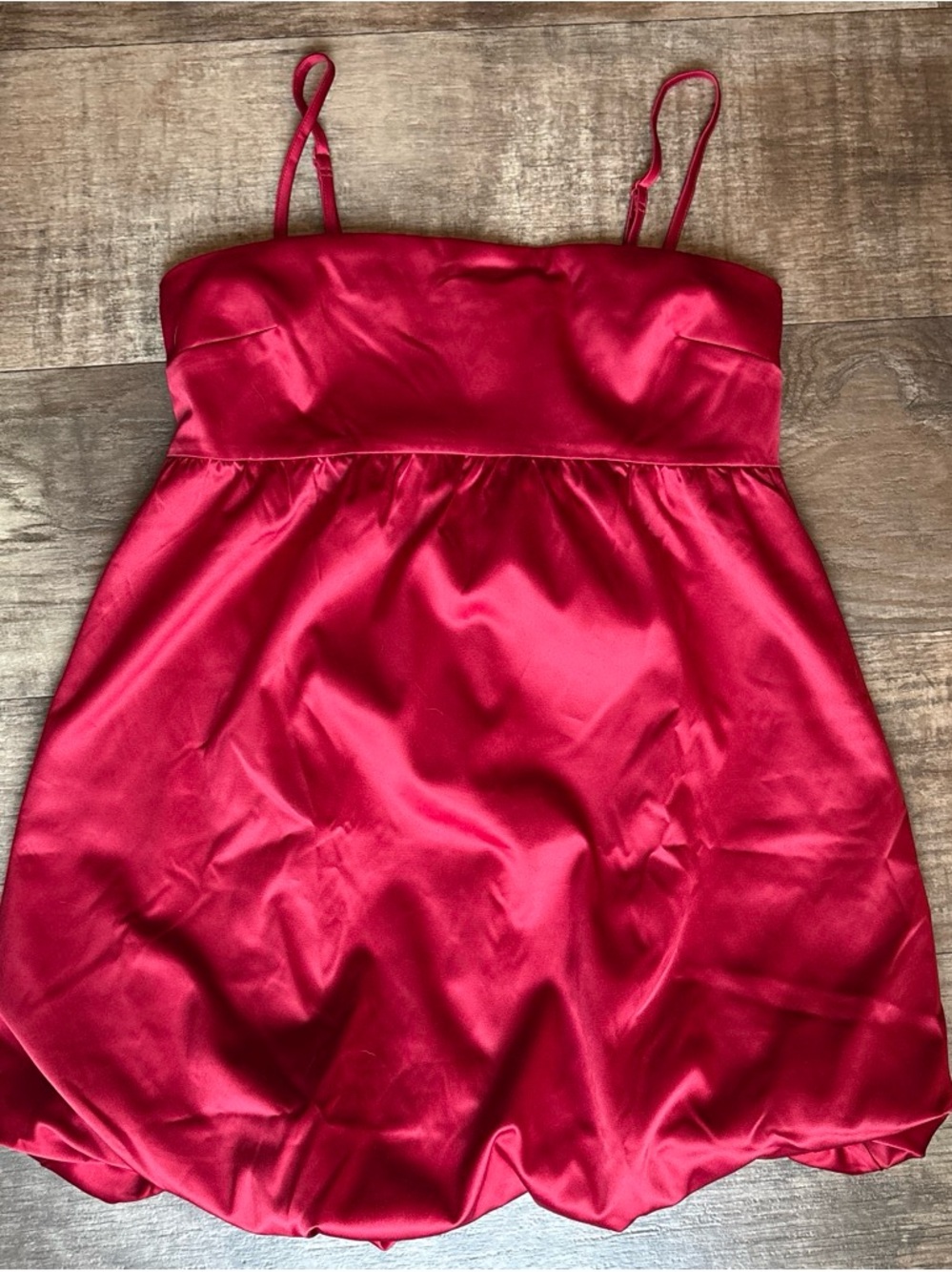 GAP Red Satin Spaghetti Strap Bubble Hem Dress